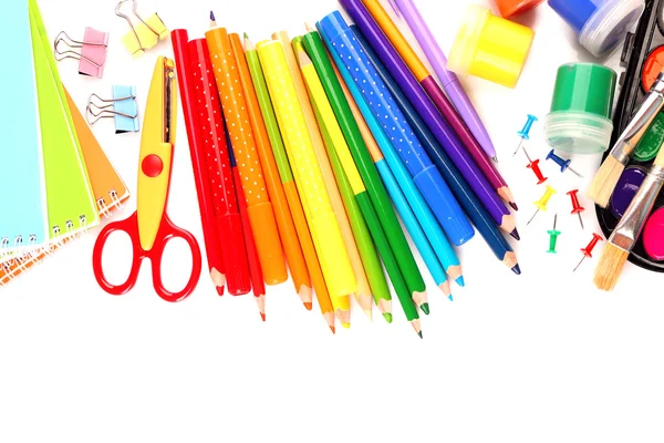 Papelería escolar colorida aislada en blanco —  Fotos de Stock