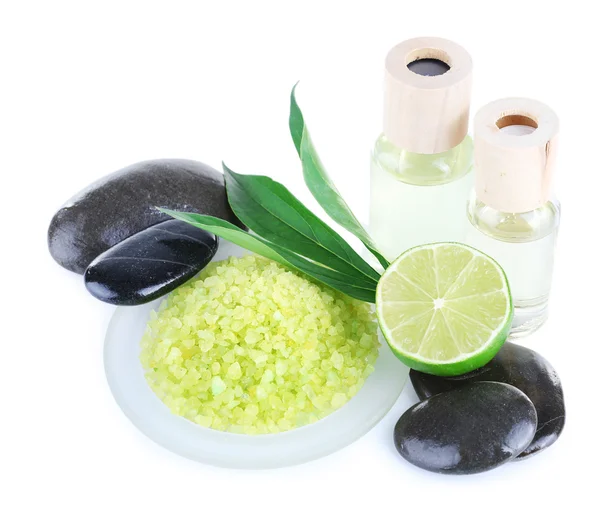 Spa ainda vida em cor verde isolado em branco — Fotografia de Stock