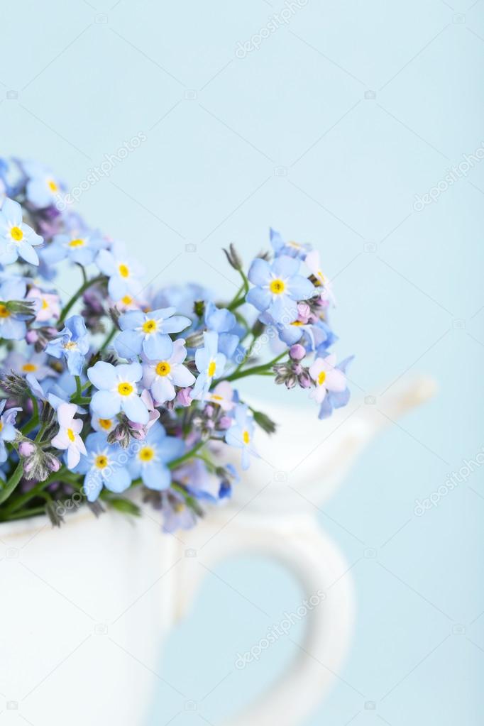 Forget-me-nots flowers in cup