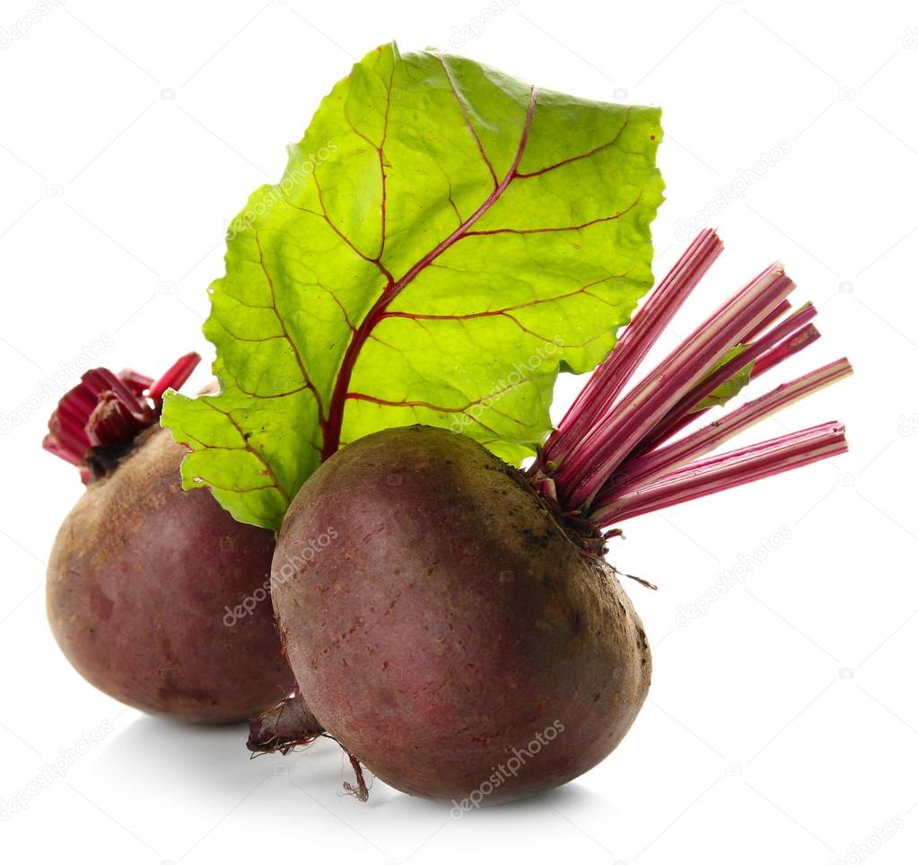Young beets with leaf isolated on white — Stock Photo © belchonock