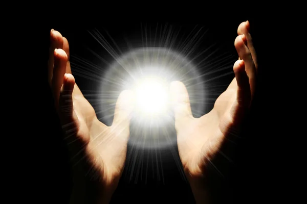 Light in the human hands — Stock Photo, Image