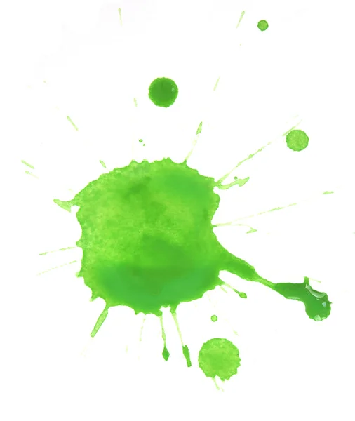Beyaz izole boya yeşil su sıçramalarına — Stok fotoğraf