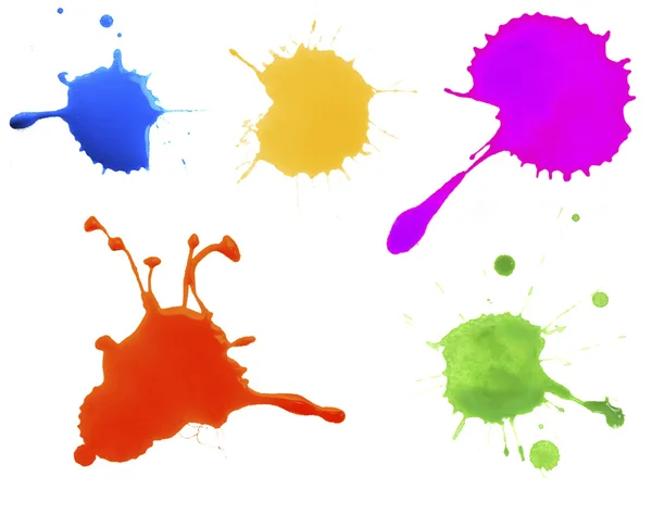 Bright splashes of paint isolated on white — Stock Photo, Image