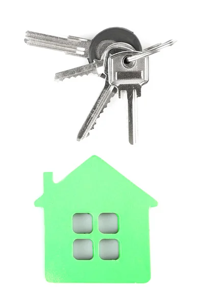 Keys with trinket isolated on white — Stock Photo, Image