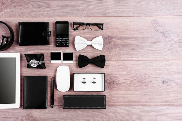 Set van zwarte en witte accessoires — Stockfoto