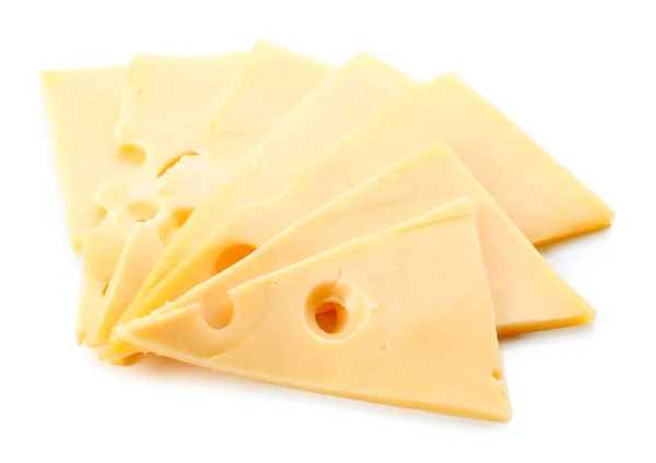 Slices of cheese isolated on white — Stock Photo, Image