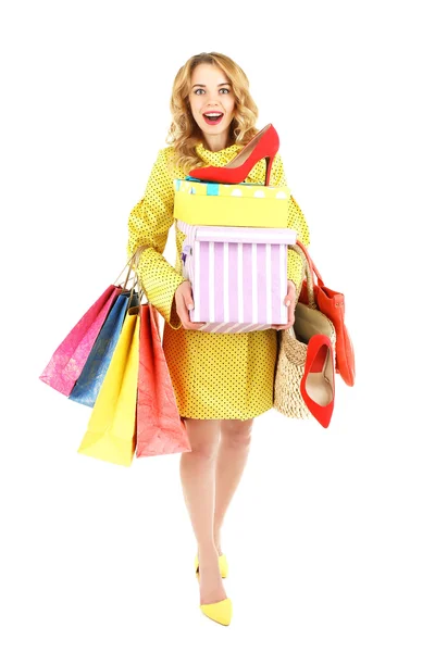 Woman with shopping bags — Stock Photo, Image