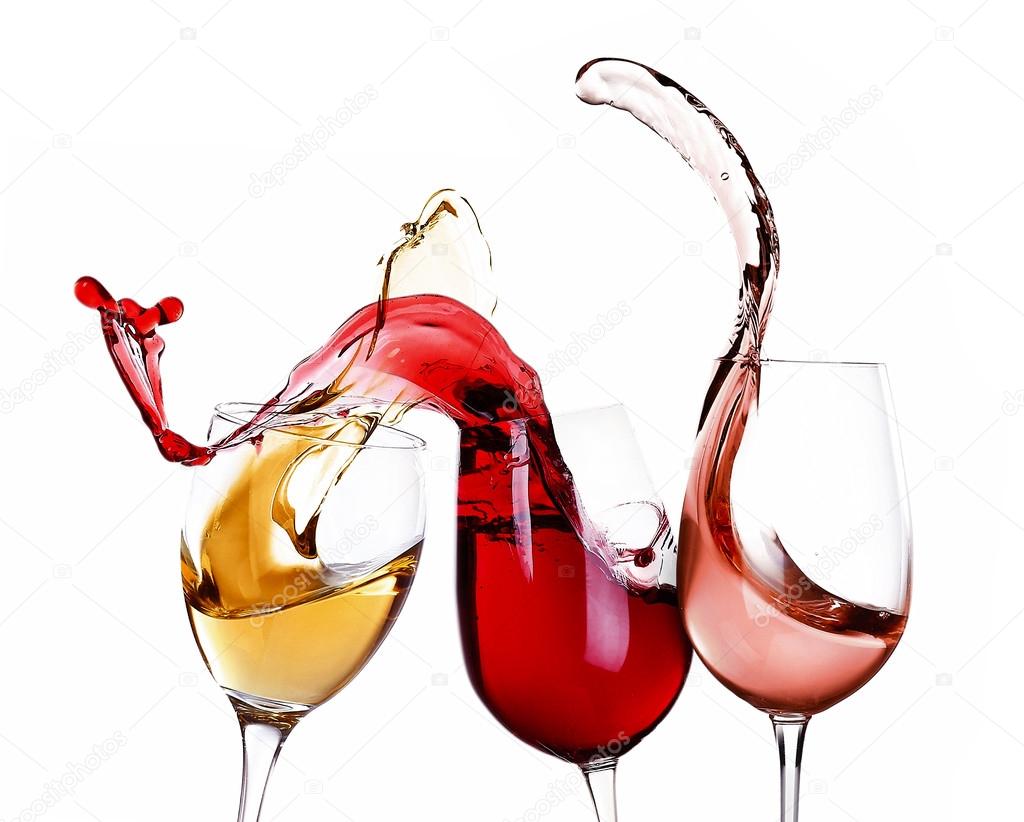 Wine splashes isolated on white