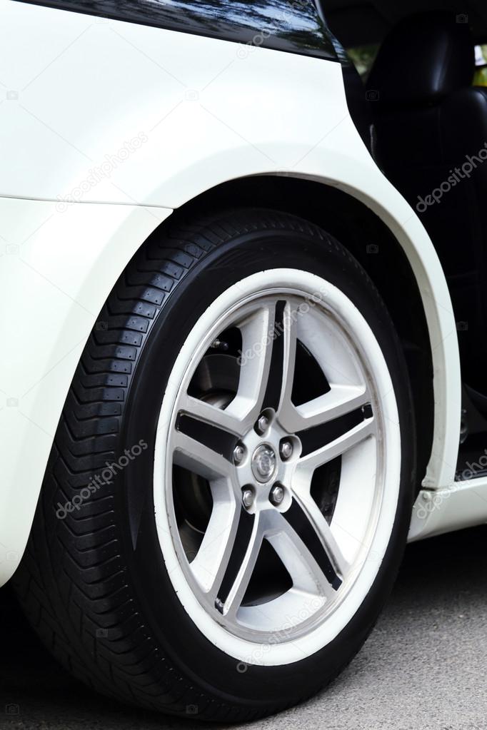 Car wheel close up