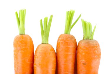 Taze genç havuç üzerine beyaz izole