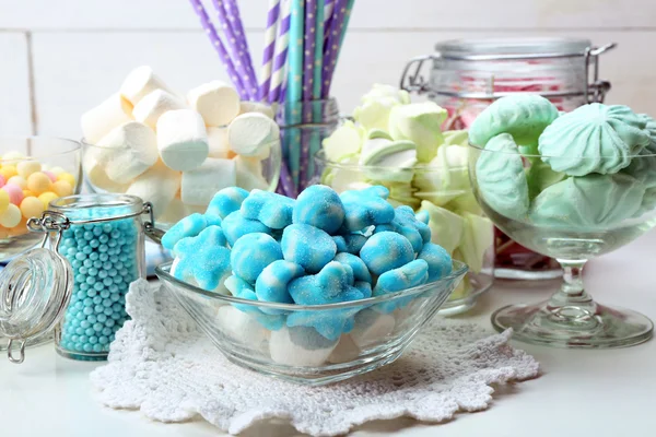 Sweet candies in glassware — Stock Photo, Image