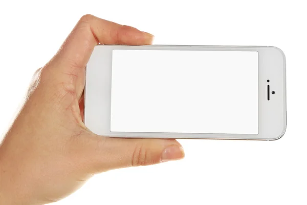 Smartphone portatile tenuto in mano — Foto Stock