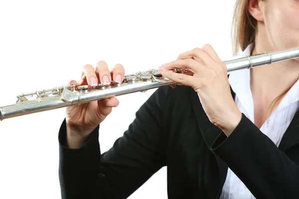 Musiker spielt Flöte — Stockfoto
