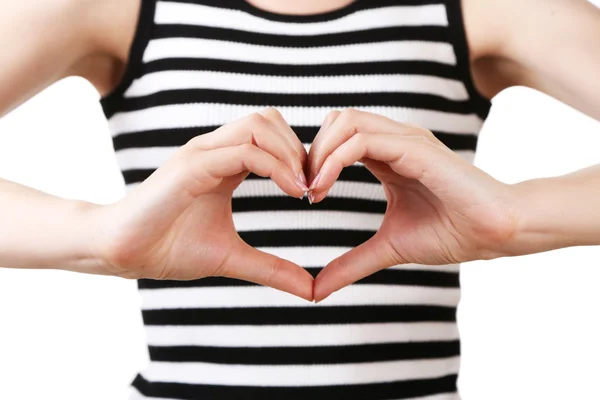 Girl with her hands in heart-shaped — Stock Photo, Image