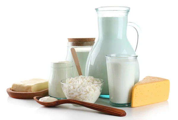 Mejeriprodukter isolerad på vit — Stockfoto