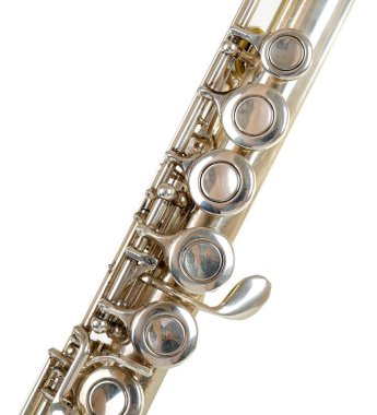 Flüt üzerinde beyaz izole