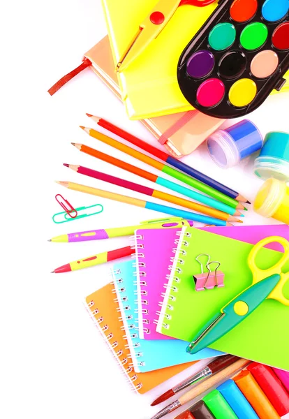 Colorful school stationery isolated on white — Stock Photo, Image