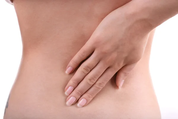 Young girl with back pain close up — Stock Photo, Image