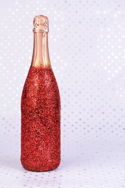 Şişe şampanya parlak arka plan
