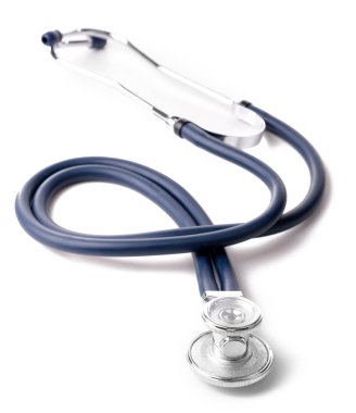 Tıbbi steteskop beyaza izole edilmiş.