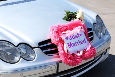 Gray wedding cabriolet, outdoors clipart