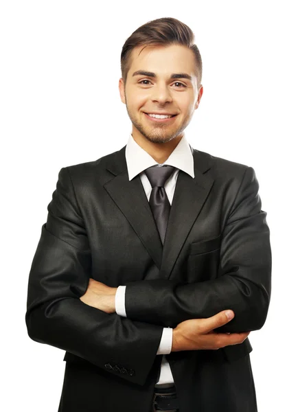 Elegante hombre de traje aislado en blanco —  Fotos de Stock