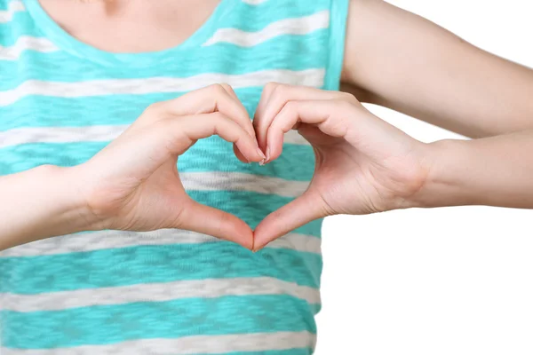 Girl with her hands in heart-shaped — Stock Photo, Image