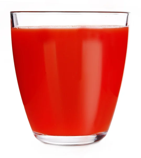Ποτήρι χυμό ντομάτας απομονωμένο σε λευκό — Φωτογραφία Αρχείου