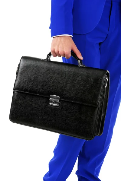 Business man with briefcase isolated on white — Stock Photo, Image