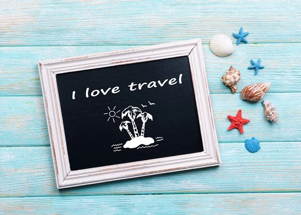 Travel inscription on wooden background — Stock Photo, Image