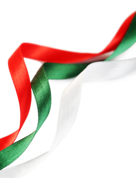 bright silk ribbons isolated on white