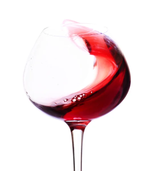 Bicchiere da vino con vino rosso, isolato su bianco — Foto Stock