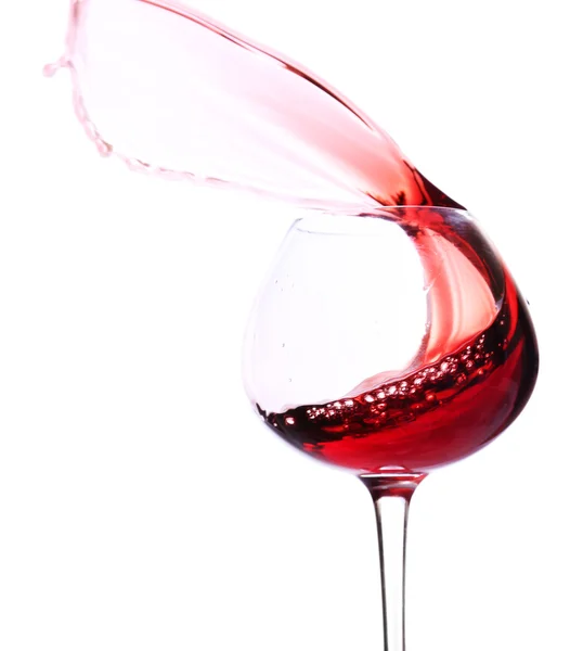 Verre à vin avec vin rouge, isolé sur blanc — Photo