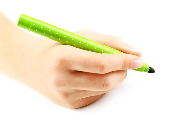 Mão feminina com caneta de feltro — Fotografia de Stock