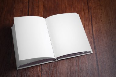 Ahşap zemin üzerine boş kitap
