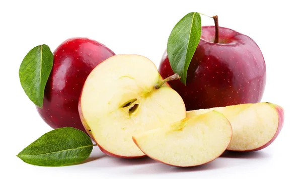 Red apples with leaf — Stock Photo, Image