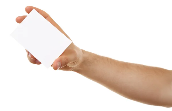 Male hand holding paper card — Stock Photo, Image