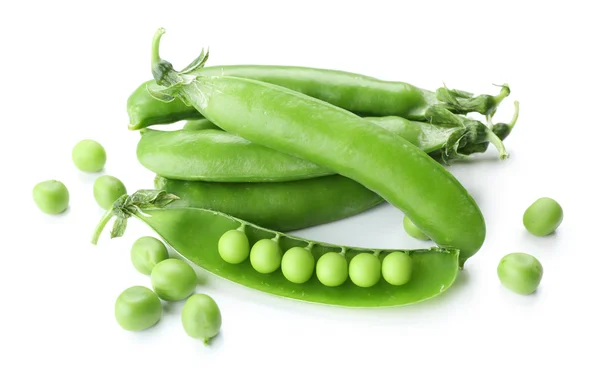 Fresh green peas isolated on white — Stock Photo, Image