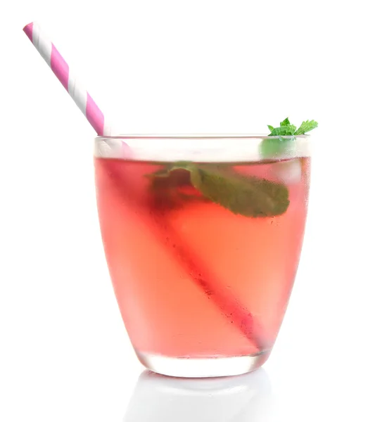 Glass of strawberry juice isolated on white — Stock Photo, Image