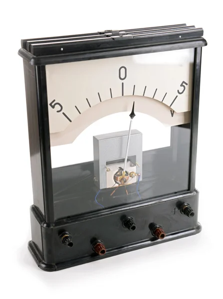 Vintage voltmeter isolated on white — Stock Photo, Image