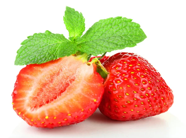 Red ripe strawberries, isolated on white — Stock Photo, Image