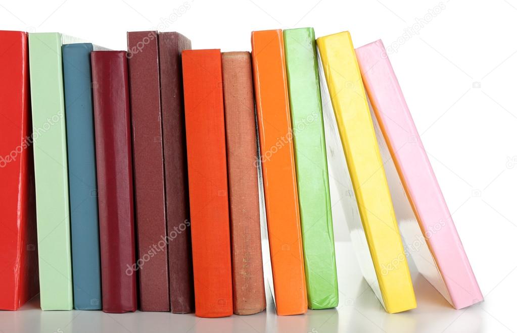 Colorful books isolated on white