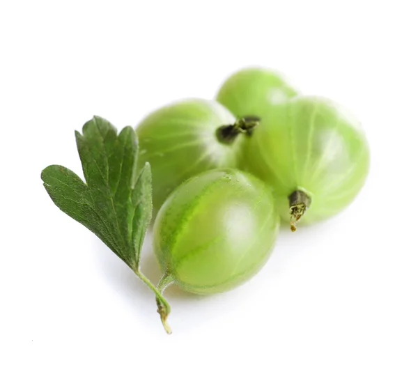 Green gooseberry isolated on white — Stock Photo, Image