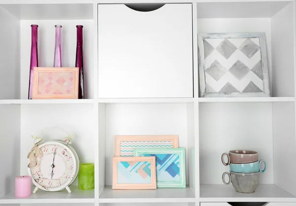 Beautiful white shelves — Stock Photo, Image