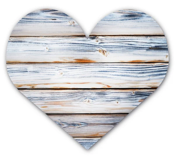 Vintage wooden heart isolated on white — Stock Photo, Image