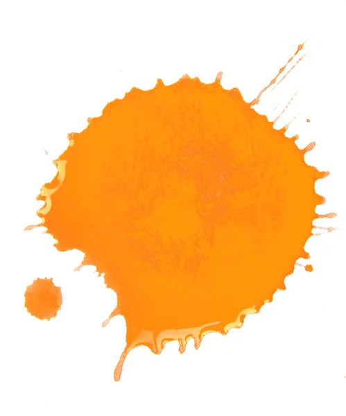 Pomarańczowe plamy farby na białym tle — Zdjęcie stockowe