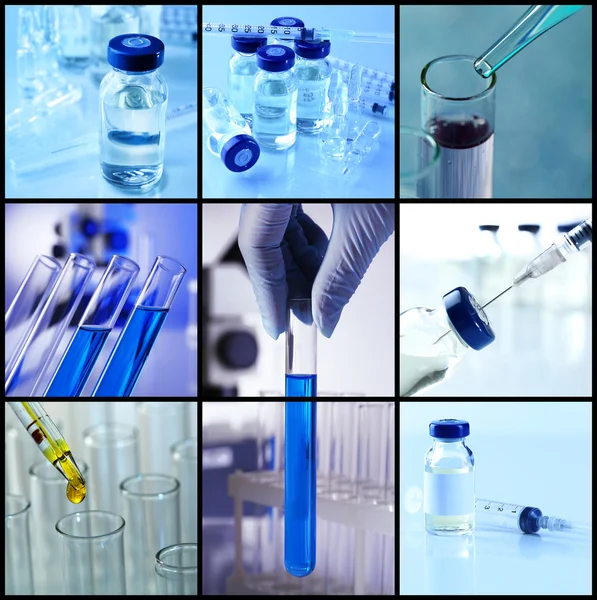 Collage de elementos científicos en laboratorio — Foto de Stock