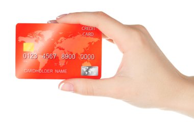 El ele tutuşma kartı, beyazla izole edilmiş.