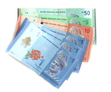 Para banknot üzerinde beyaz izole