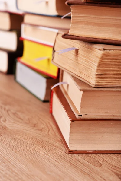 Stacks of books on table close up — Stock Photo, Image